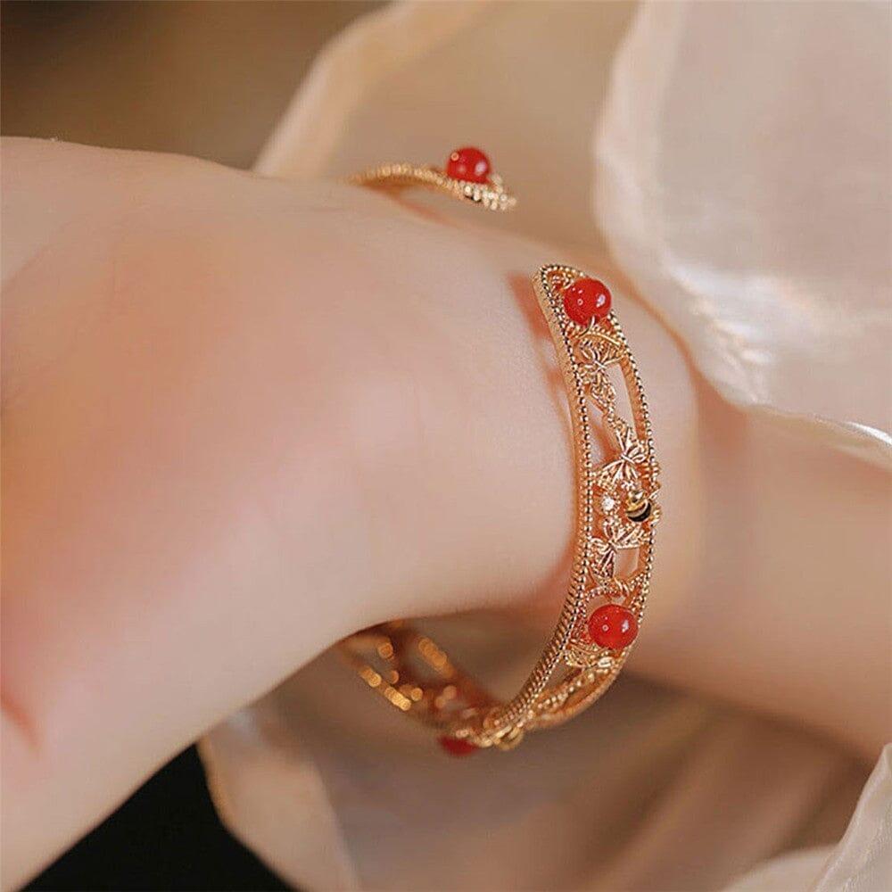 Bracelet Papillon de Renaissance Joyeuse en Agate Rouge