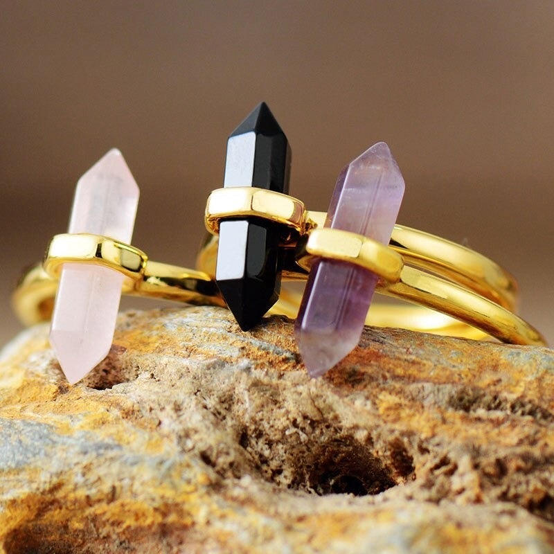 Bague Douceur Rock en Améthyste, Onyx et Quartz Rose