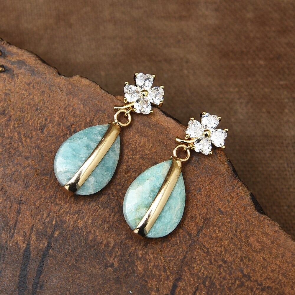 Boucles d'Oreilles Splendeur Hivernale en Améthyste et Amazonite