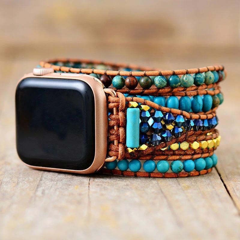 Bracelet pour Apple Watch Énergie Pure en Jaspe et Turquoise