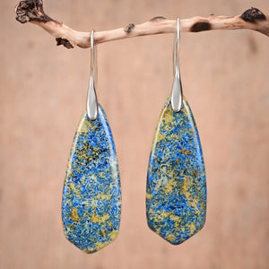 Boucles d'Oreilles Opulence des Océans en Jaspe Blue Spot