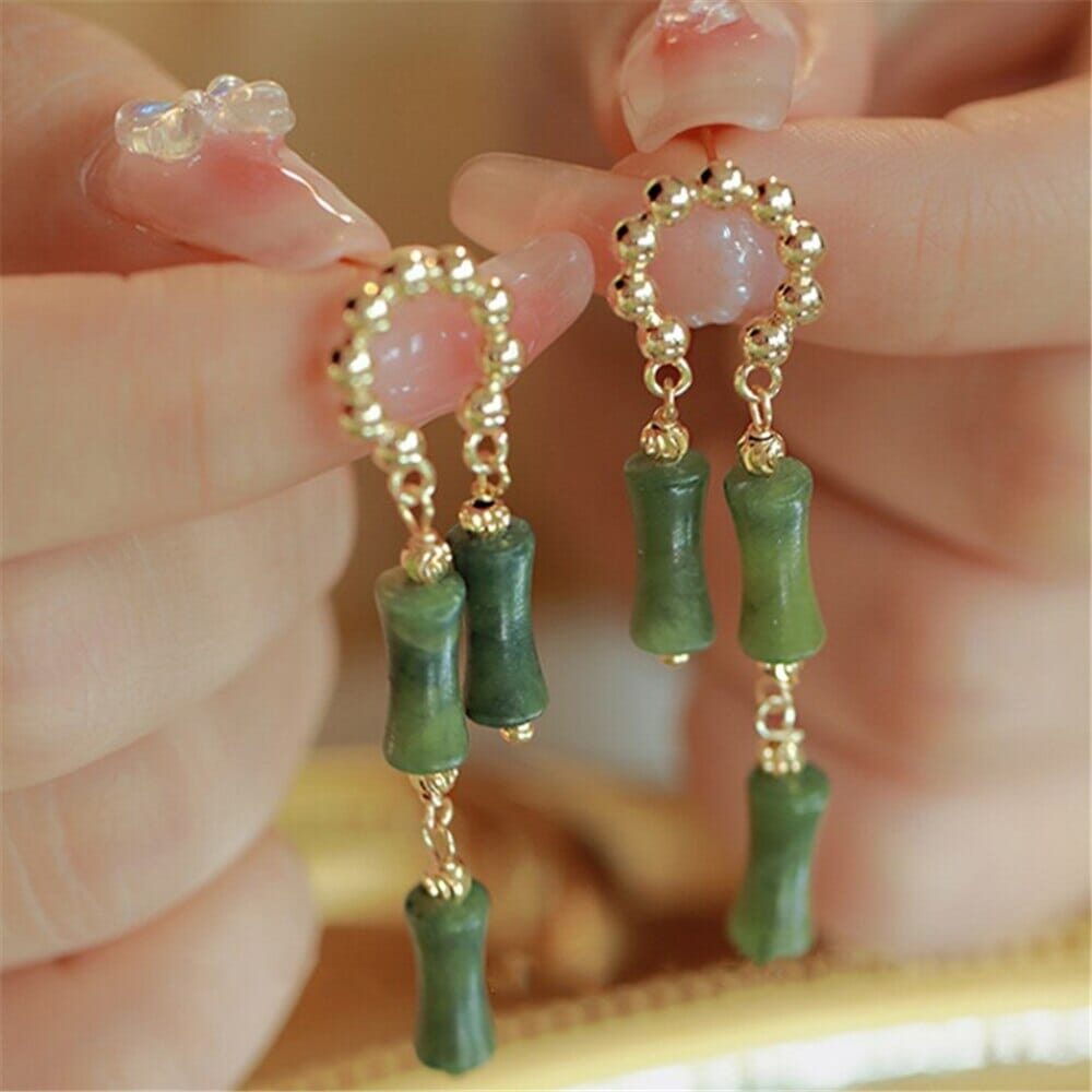 Boucles d'Oreilles Abondance de la Nature en Jade