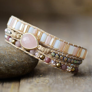 Bracelet Divinité Enchantée en Quartz Rose & Améthyste