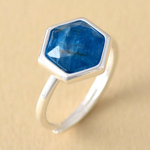 Bague Hexagone Simple Sérénité en Apatite ou Améthyste