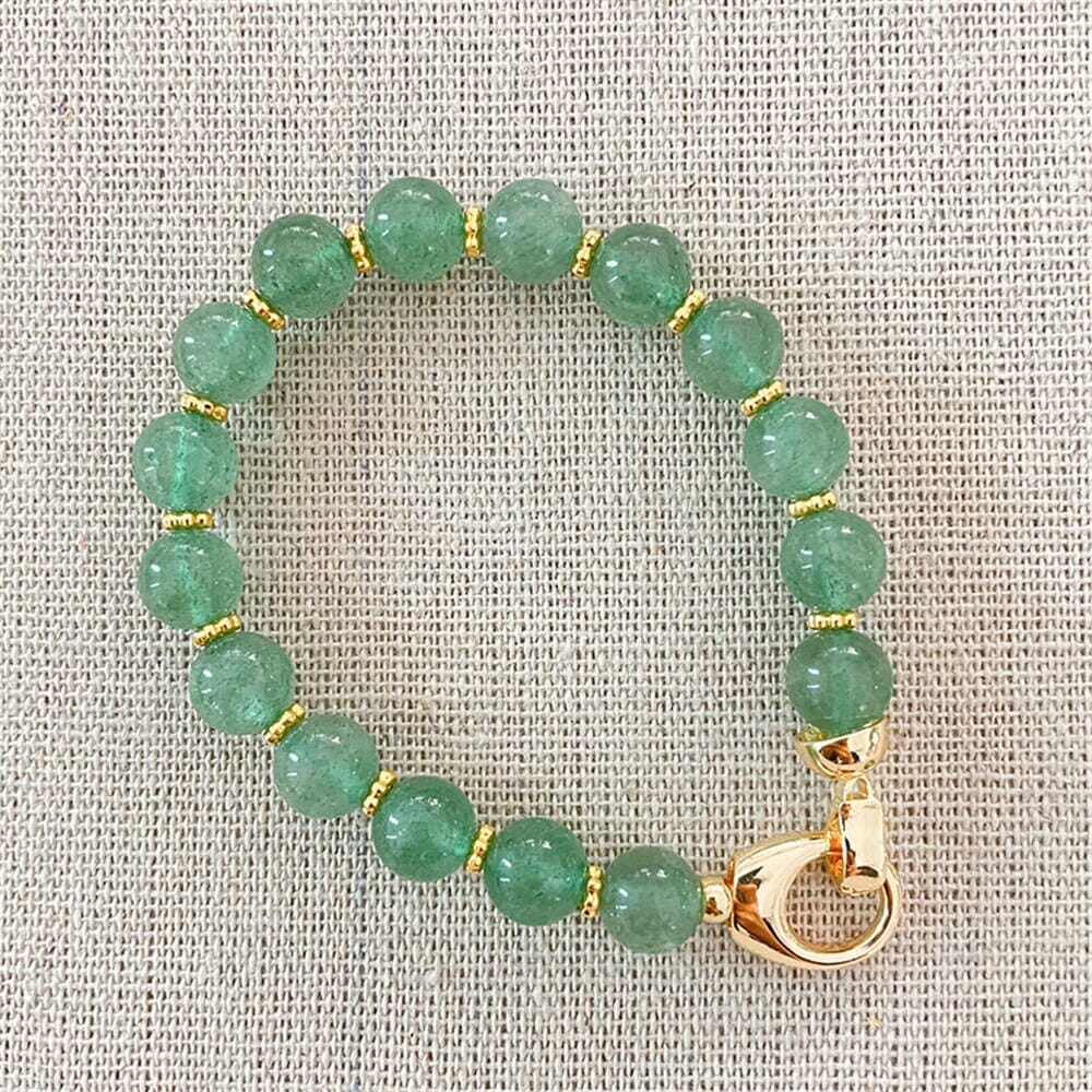 Bracelet Porte-Bonheur Amoureux en Quartz Fraise Vert