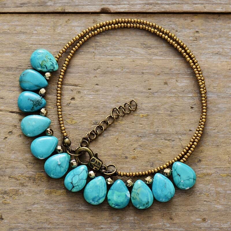 Collier Bohémien Divine Beauté en Améthyste et Turquoise