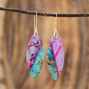 Boucles d'Oreilles Feuilles Éternelles en Jaspe Impérial