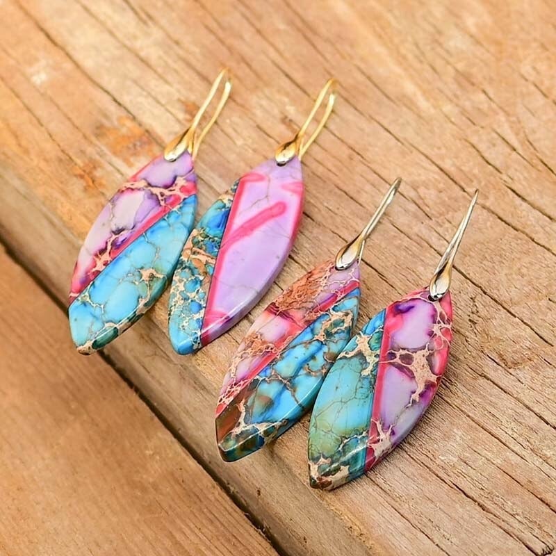 Boucles d'Oreilles Feuilles Éternelles en Jaspe Impérial