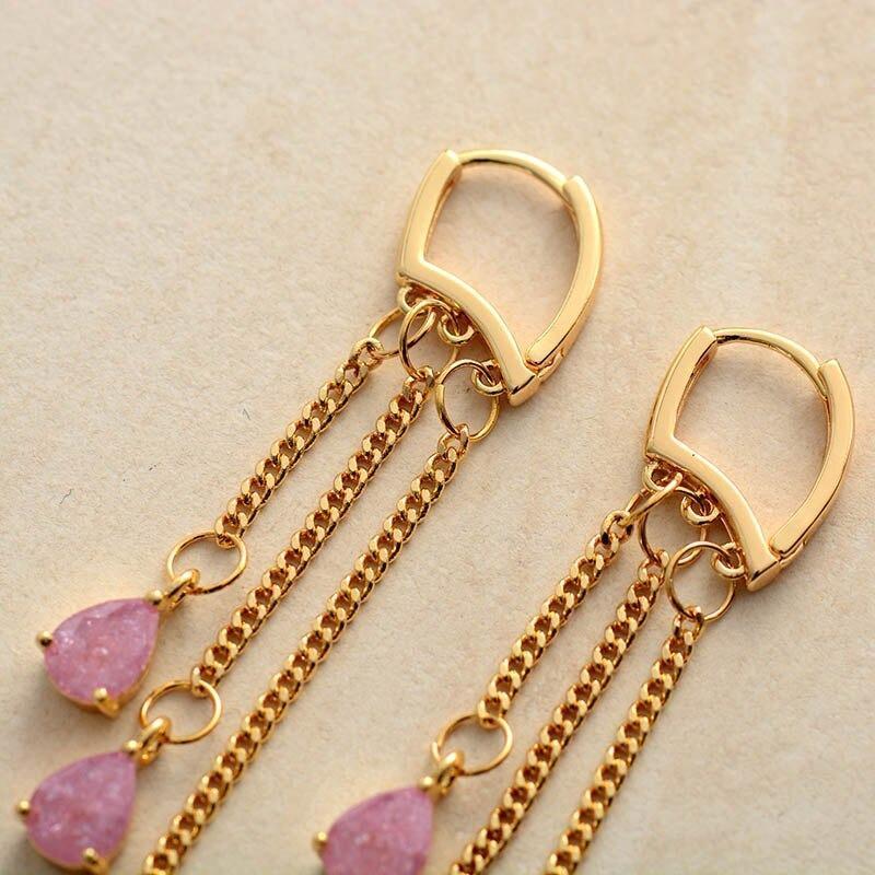 Boucles d'Oreilles Élégant Porte-Bonheur en Quartz