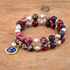 Bracelet Multi-Rangs Solaire en Lapis-Lazuli & Jaspe Rouge