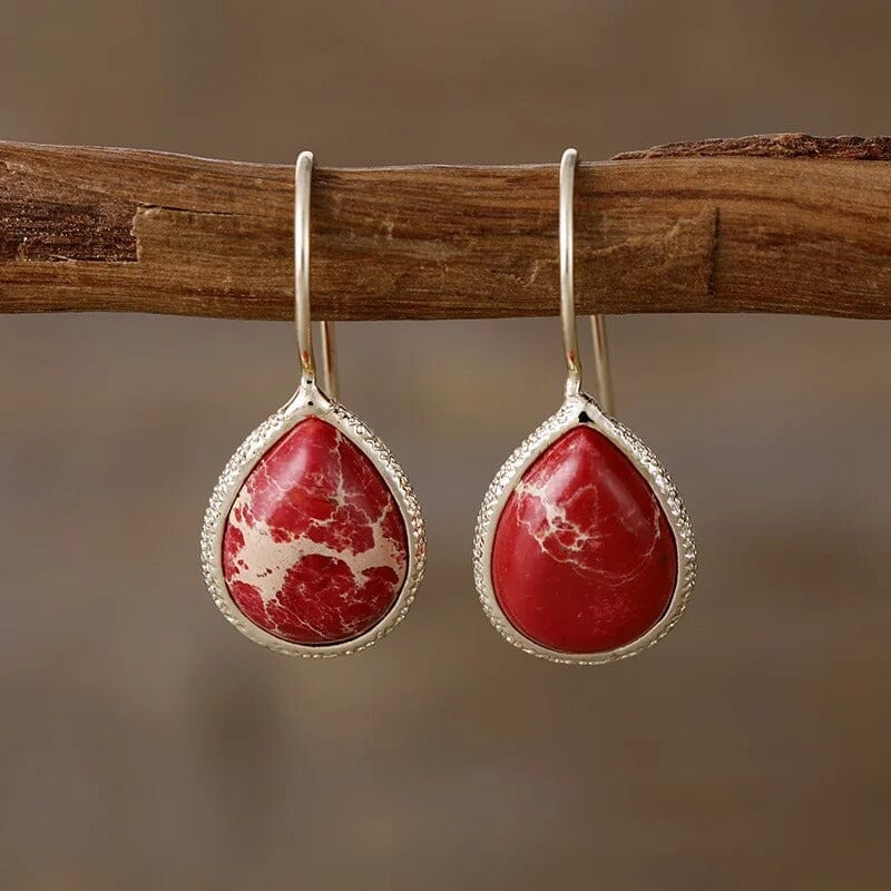 Boucles d’Oreilles Pendantes Larmes Sereines en Pierres Naturelles