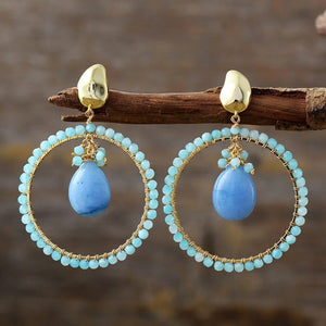 Boucles d'Oreilles Harmonieux Amour en Quartz Rose & Amazonite