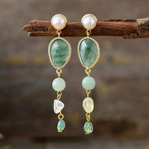 Boucles d’Oreilles Grâce Éternelle en Pierres Naturelles et Perles