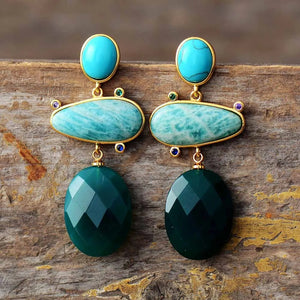 Boucles d’Oreilles Vagues Enchantées en Amazonite