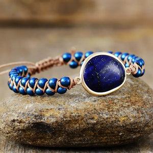 Bracelet Armure de Sagesse en Lapis-Lazuli & Améthyste