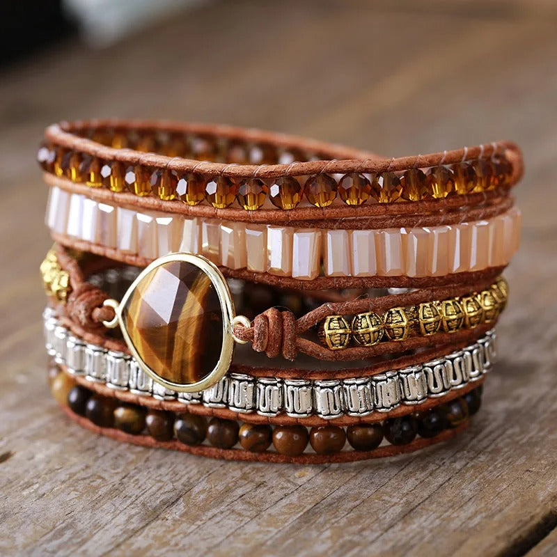 Bracelet Aura Doré en Œil de Tigre