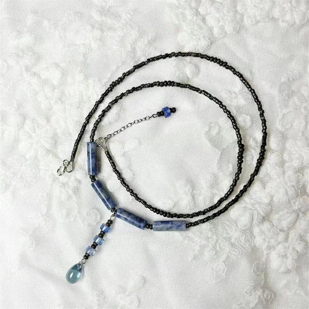 Collier Eaux du Crépuscule en Quartz Bleu