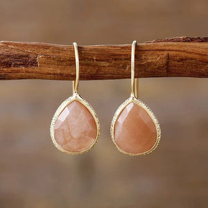 Boucles d’Oreilles Pendantes Larmes Sereines en Pierres Naturelles