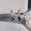 Boucles D'Oreilles À Clip Zircon Bleu Royal Et Perles