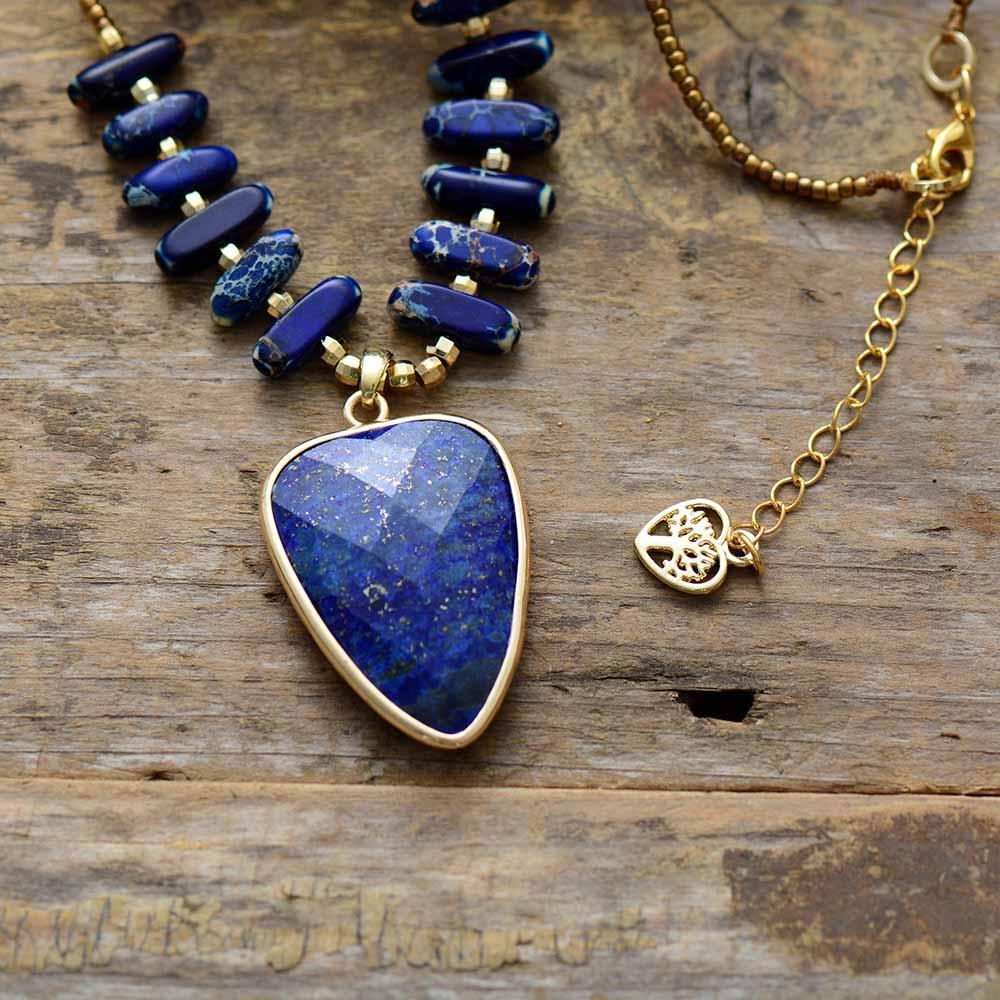 Collier Pendentif Bohème en Lapis-Lazuli