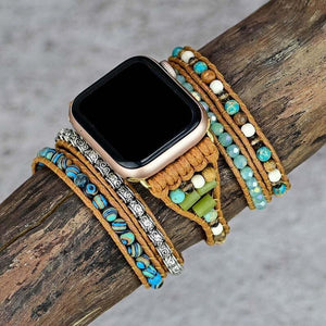 Bracelet pour Apple Watch Vagues de l'Océan en Pierres Précieuses