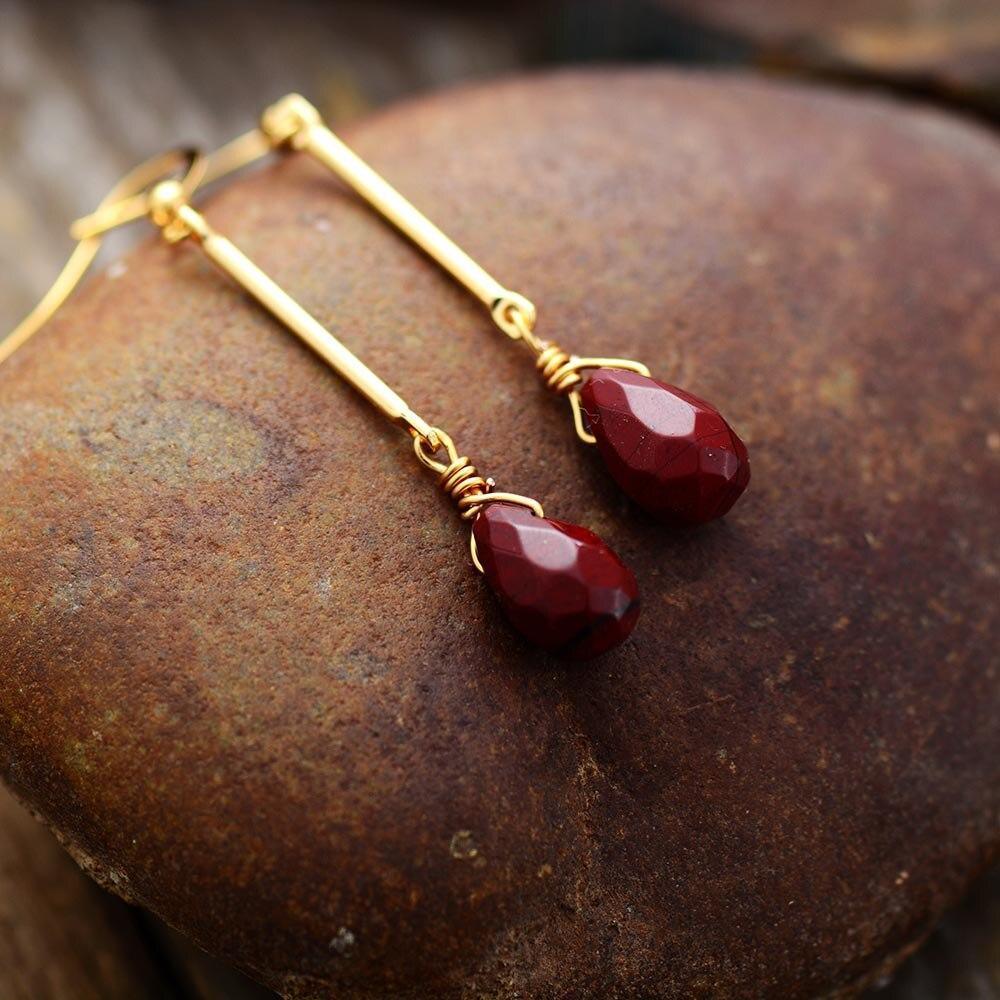 Boucles d'Oreilles Raffinement en Jaspe Rouge