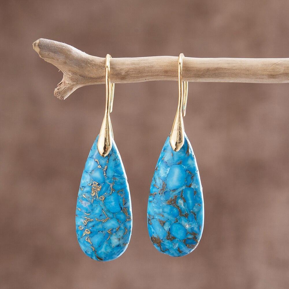 Boucles d'Oreilles Dorée en Turquoise