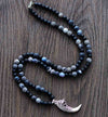 Collier Griffe Force Harmonieuse en Agate Mat et Pierre de Lave