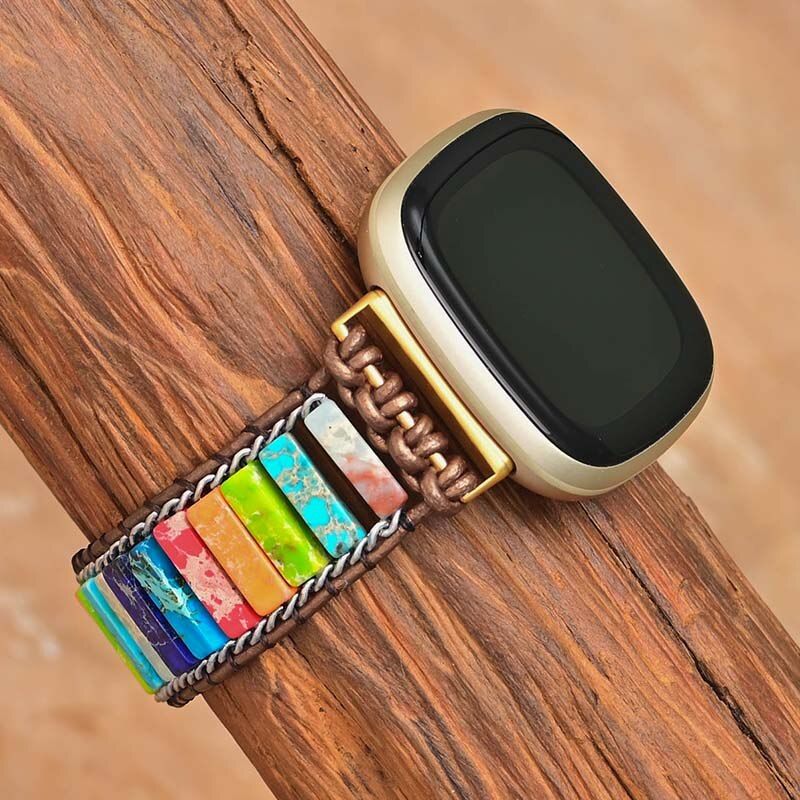 Bracelet de Montre Fitbit Équilibre Des Chakras en Pierre Empereur