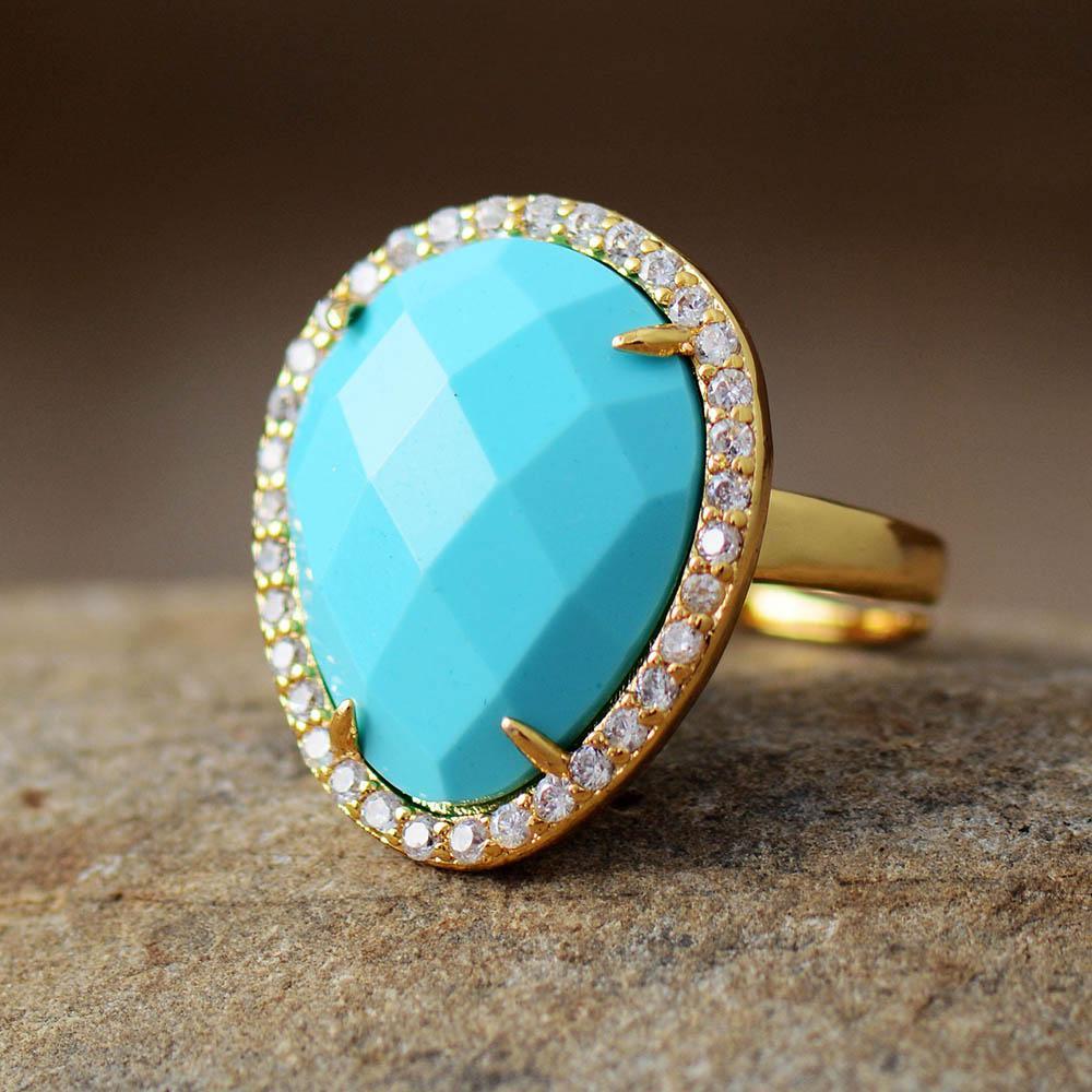 Bague Cocktail Larme en Turquoise