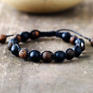 Bracelet Tressé Suprême Protection en Onyx Fissuré