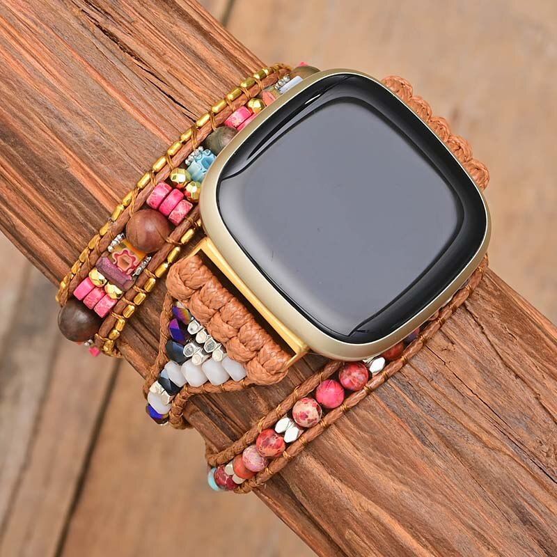 Bracelet pour Montre Fitbit Radieux Amour en Agate et Pierre Empereur