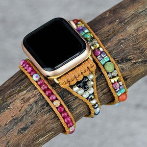 Bracelet pour Apple Watch Touche de Couleur en Pierres Précieuses