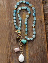 Collier Mala en Aigue-Marine et Turquoise Force Céleste