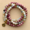 Perles de Mala Lotus "Pure Force" en Amazonite et Rhodonite