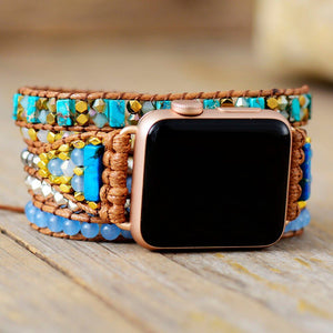 Bracelet d'Apple Watch Rêve Bleu en Jaspe et Jade