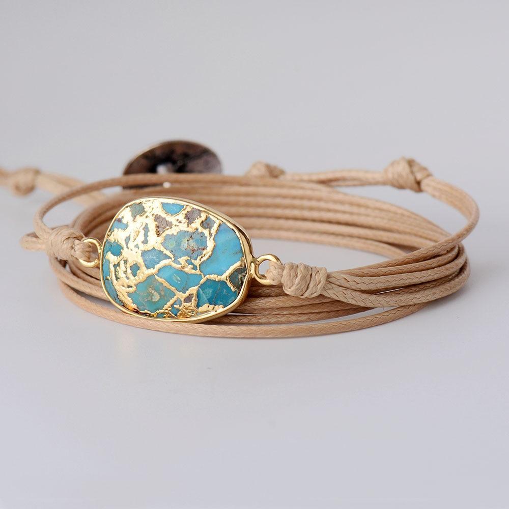 Bracelet en Turquoise Marbrée d'Or