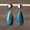 Boucles d'Oreilles Pendantes Bleu Pétrole en Apatite