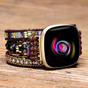 Bracelet pour Montre Fitbit Haute Vibration en Hématite et Agate