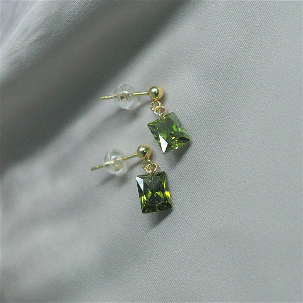 Boucles d'Oreilles Carrées Design Vert Olive