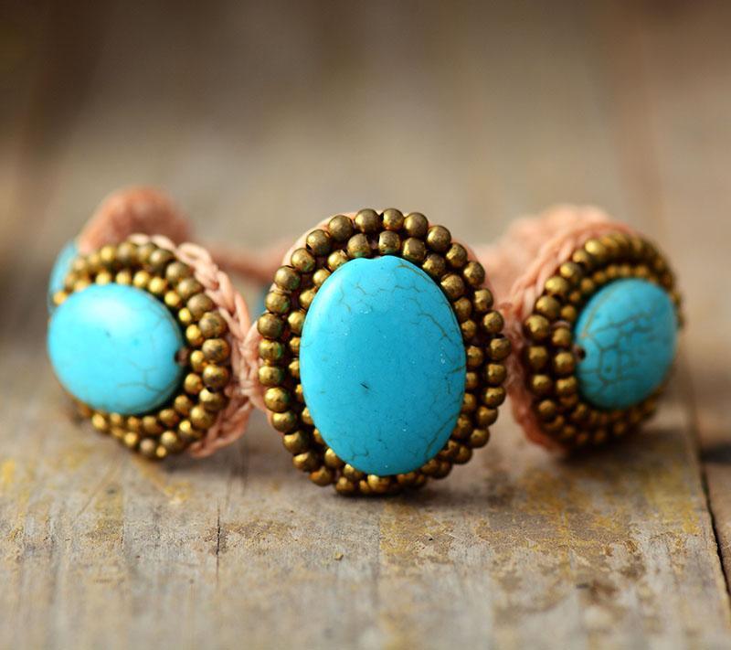 Bracelet Vegan Boho Chic en Turquoise