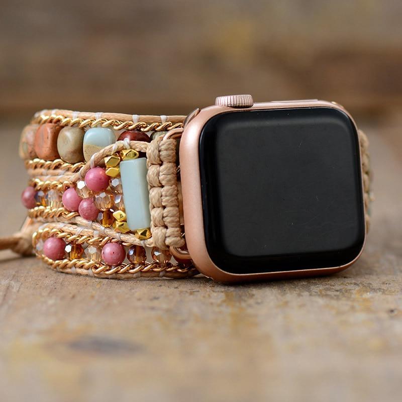 Bracelet d'Apple Watch en Rhodonite et Jaspe