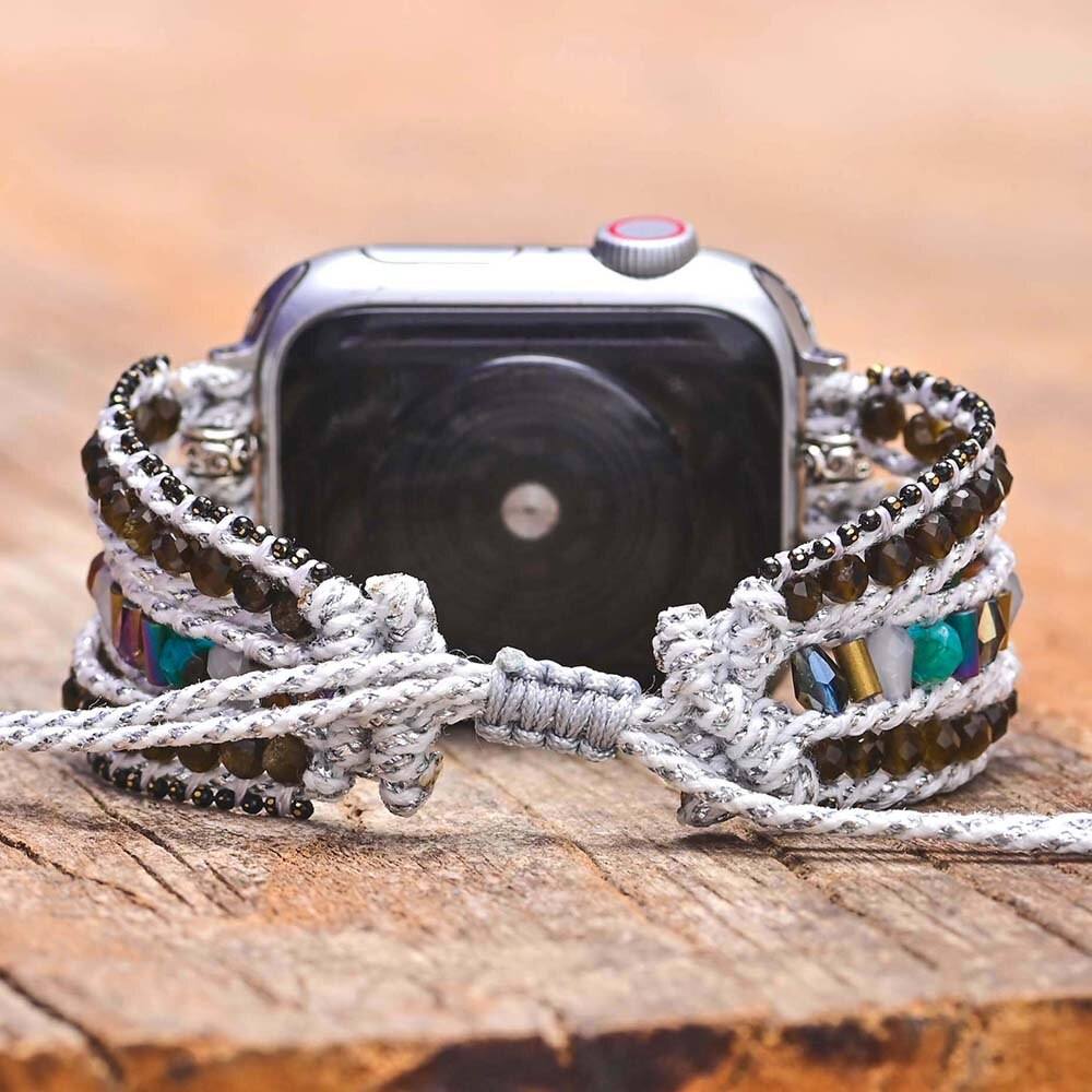 Bracelet d'Apple Watch Abondante Positivité en Or, Hématite et Obsidienne