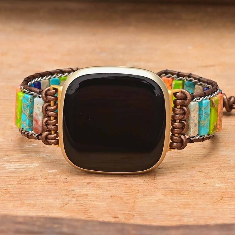 Bracelet de Montre Fitbit Équilibre Des Chakras en Pierre Empereur