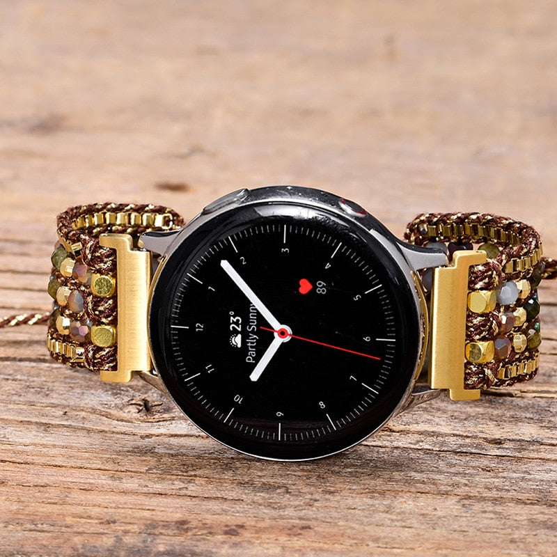 Bracelet de Montre Samsung Amour Abondant en Hématite & Grenat Vert