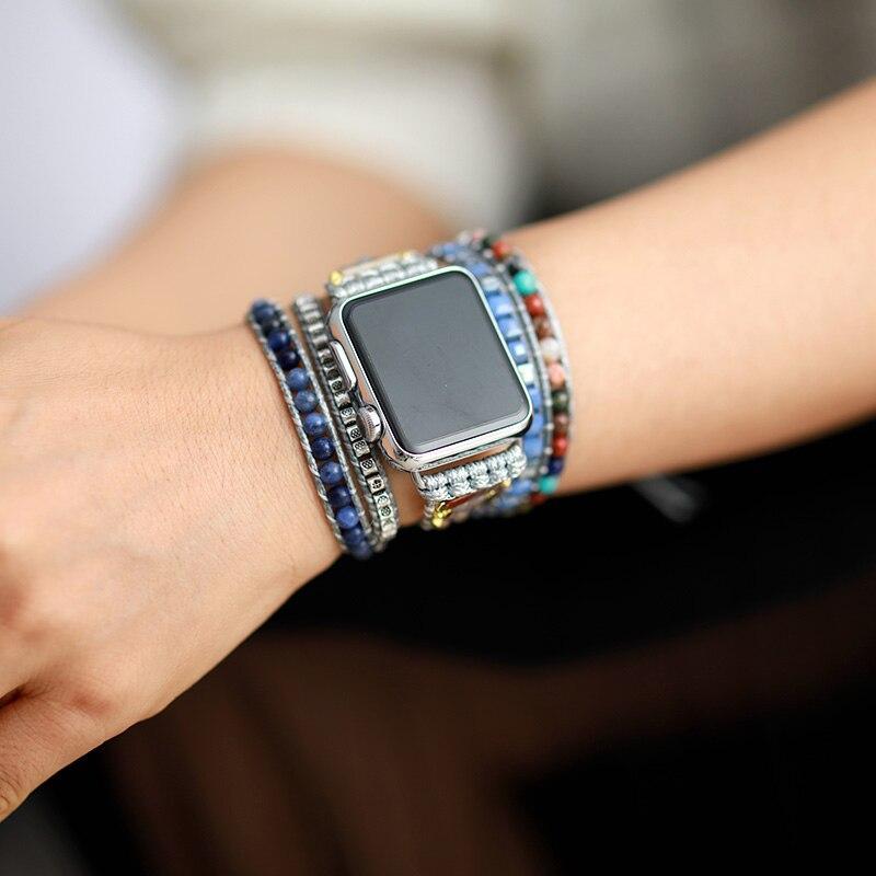 Bracelet d'Apple Watch en Agate et Sodalite