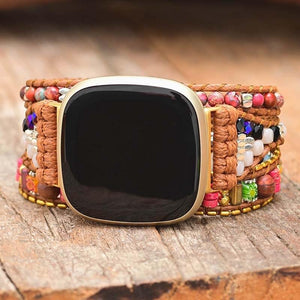 Bracelet pour Montre Fitbit Radieux Amour en Agate et Pierre Empereur