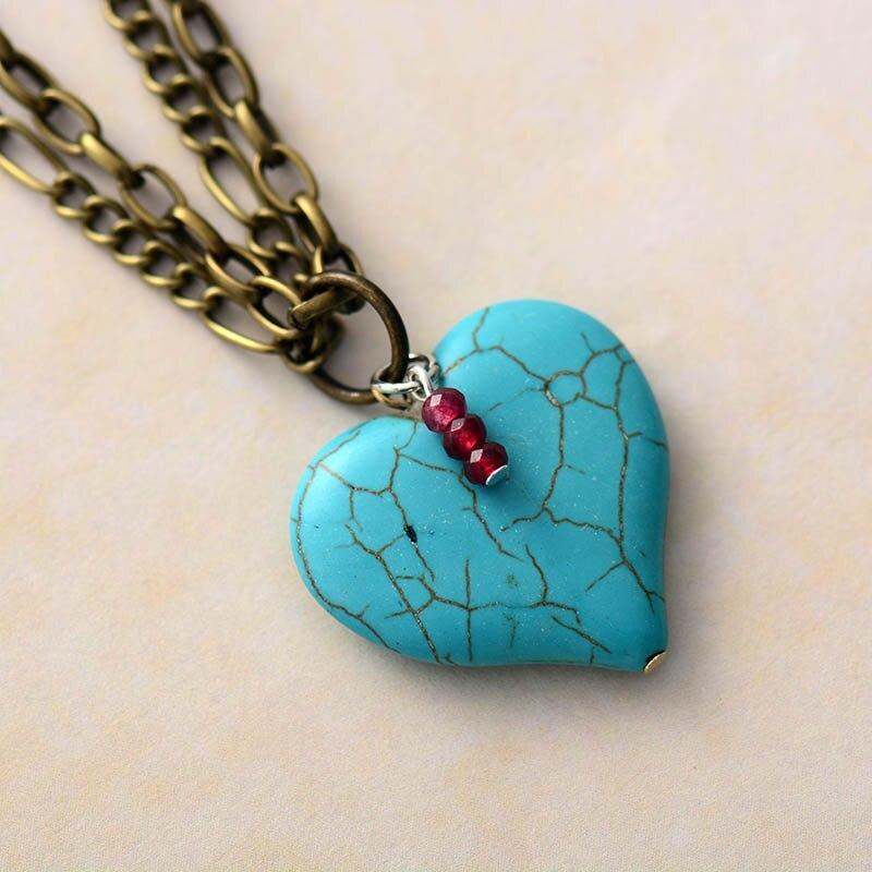 Collier Coeur Océanique en Pierres de Turquoise