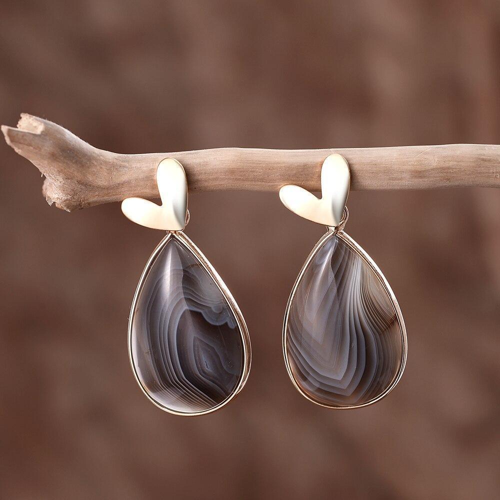 Boucles d'Oreilles Larme en Jaspe Persan