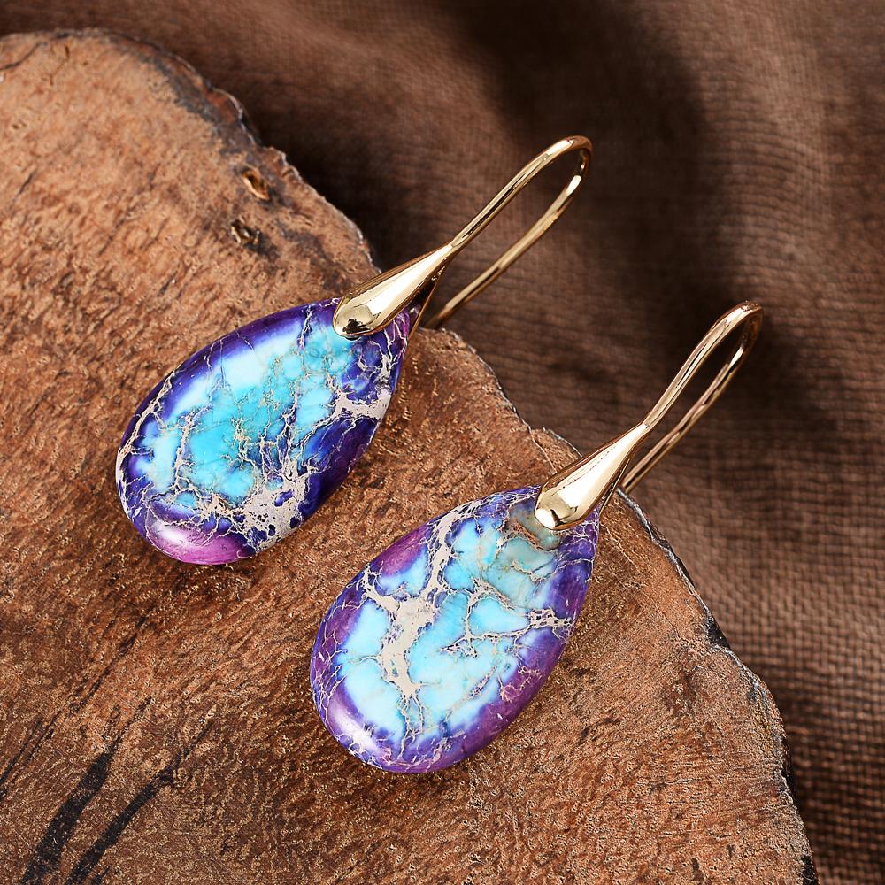 "Boucles d'Oreilles "Larmes Violet-Bleutées"